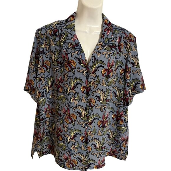 Donnkenny Women  SZ 2X Blouse Vines Leaves Goblincore Casual - Picture 3 of 5